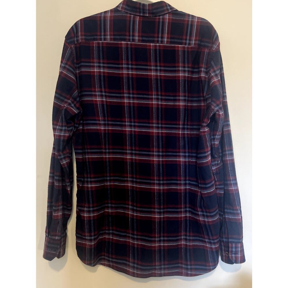 Barbour Plaid Lane Button Up Shirt Slim Fit Men's Size Large Navy Red - Picture 4 of 5